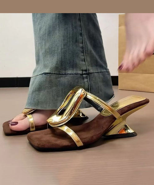 Wedge Gold Slide French Heel 2025 Style Sandals New FashionChic