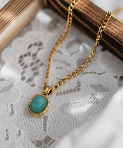 Overgild Pendant Stone Stainless 2025 Gem Gold New Necklace Steel FashionChic