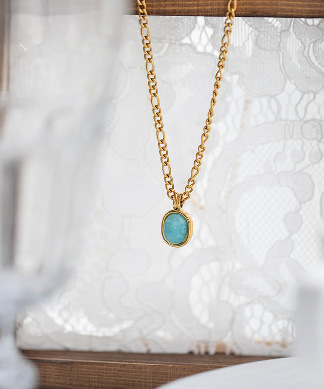 Overgild Pendant Stone Stainless 2025 Gem Gold New Necklace Steel FashionChic