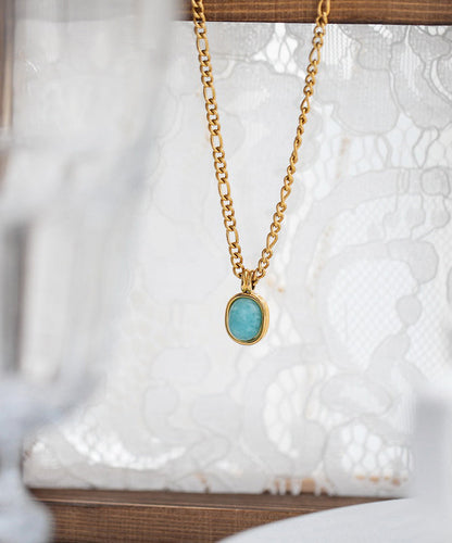 Overgild Pendant Stone Stainless 2025 Gem Gold New Necklace Steel FashionChic