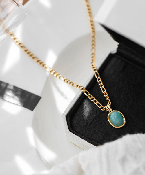 Overgild Pendant Stone Stainless 2025 Gem Gold New Necklace Steel FashionChic