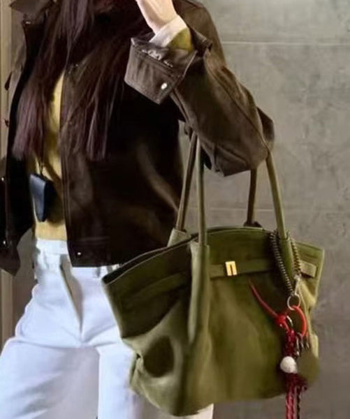 Shoulder Bag 2025 Capacity Large Green New Suede FashionChic