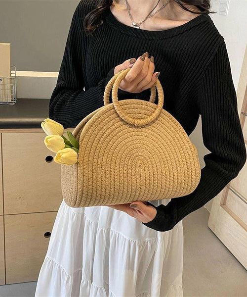 Khaki Versatile New Woven Tote Handbag 2025 Straw FashionChic