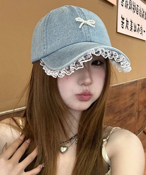 Baseball Cap Lace New Hat Denim Edged 2025 FashionChic