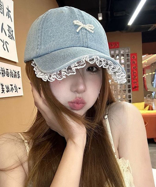Baseball Cap Lace New Hat Denim Edged 2025 FashionChic