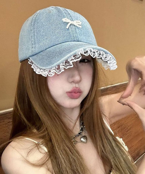 Lace Hat Edged Baseball Denim New 2025 Cap FashionChic