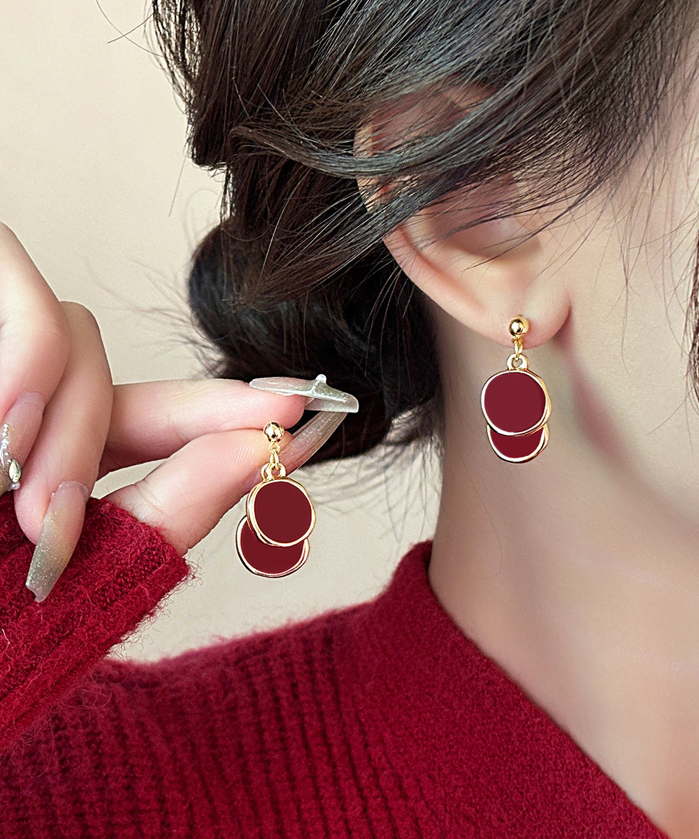 New Disc Earrings 2025 Drop Copper Red Overgild FashionChic