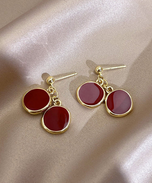 New Disc Earrings 2025 Drop Copper Red Overgild FashionChic