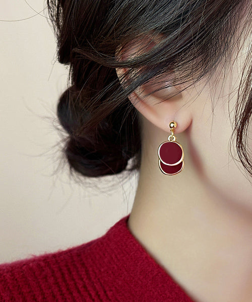 New Disc Earrings 2025 Drop Copper Red Overgild FashionChic
