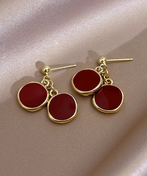New Disc Earrings 2025 Drop Copper Red Overgild FashionChic