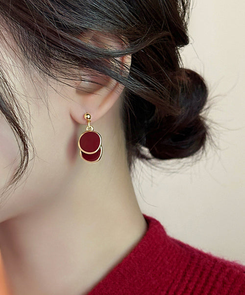 New Disc Earrings 2025 Drop Copper Red Overgild FashionChic