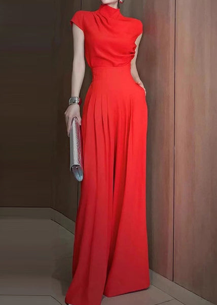 Red 2025 Two Pieces And Set Pants Wide Top New Leg Turtleneck FashionChic