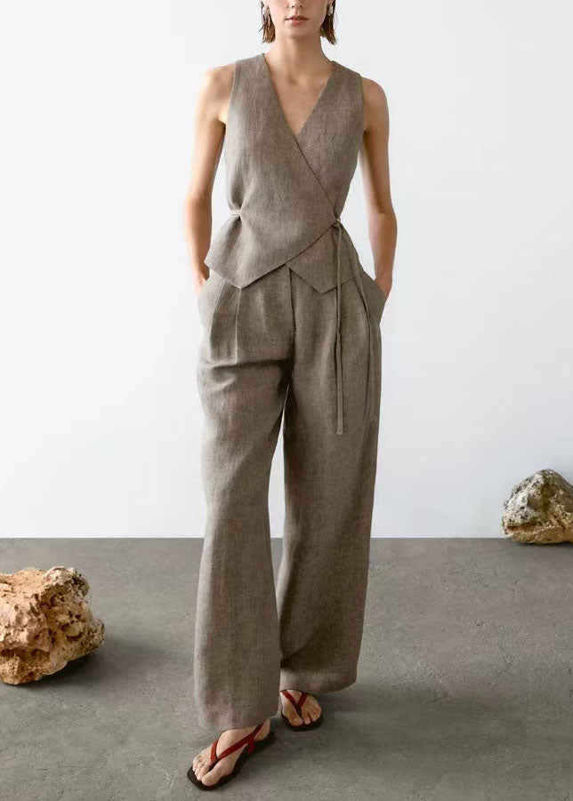 Neck Pieces Pants 2025 Tops V Set And Summer Two New FashionChic