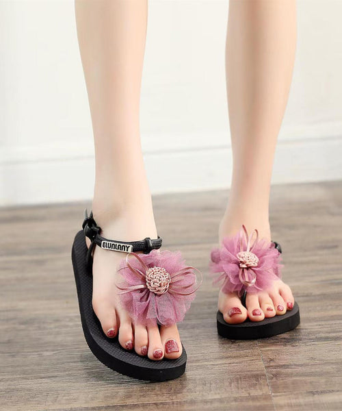 Vacation Flower Style Beach Flip Gray New 2025 Flops FashionChic