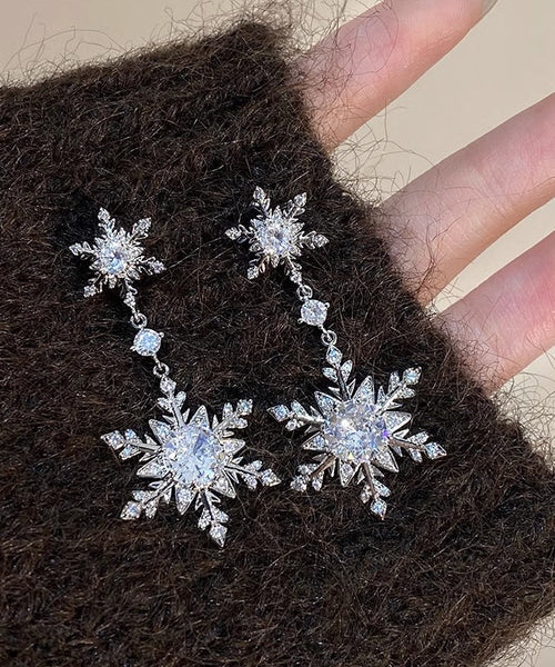 2025 Silk Stainless Steel Alloy Zircon Snow Drop Earrings YD024 ABC