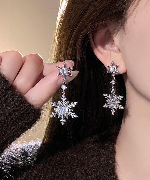 2025 Silk Stainless Steel Alloy Zircon Snow Drop Earrings YD024 ABC