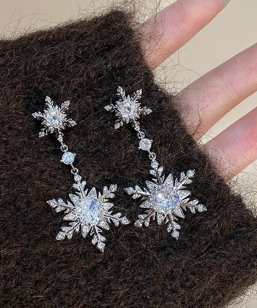 2025 Silk Stainless Steel Alloy Zircon Snow Drop Earrings YD024 ABC