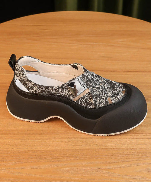 2025 Splicing Platform Sandals Khaki Faux Leather Hollow Out YC004 ABC