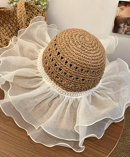 Sun Large Bead Hat Summer New Organza Brimmed 2025 Nail FashionChic