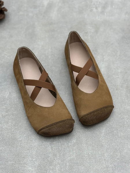 Women Spliced Soft Low Vintage Heel Shoes Leather FashionChic