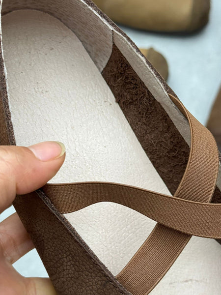 Women Spliced Soft Low Vintage Heel Shoes Leather FashionChic