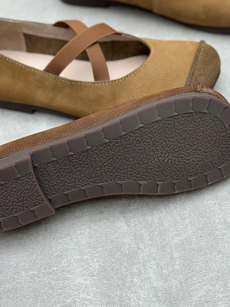 Women Spliced Soft Low Vintage Heel Shoes Leather FashionChic