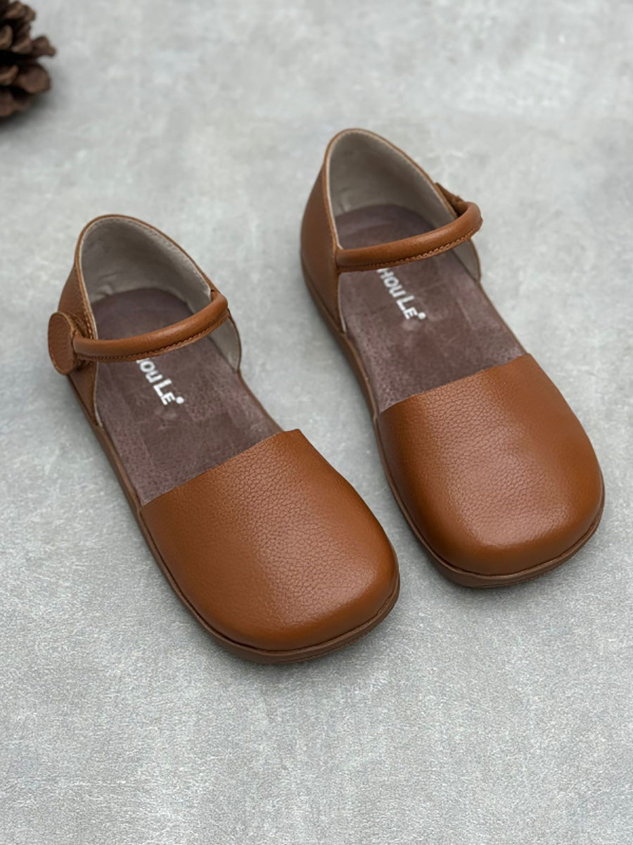Leather Flat Genuine Women Color Pure Spring Shoes FashionChic