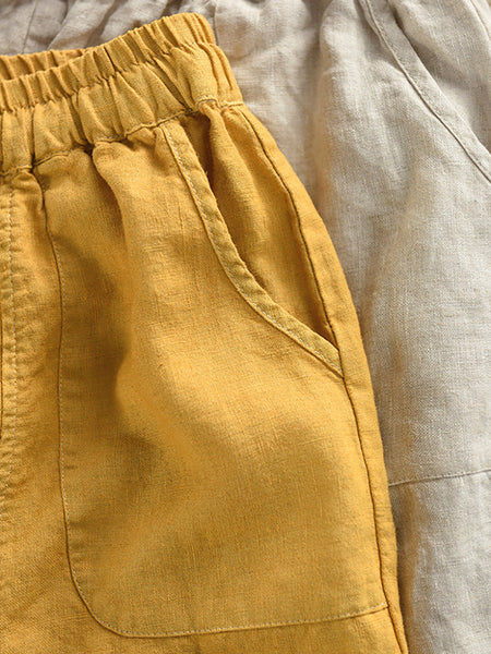 Harem Color 100%Linen Summer Pants Pure Casual Women FashionChic