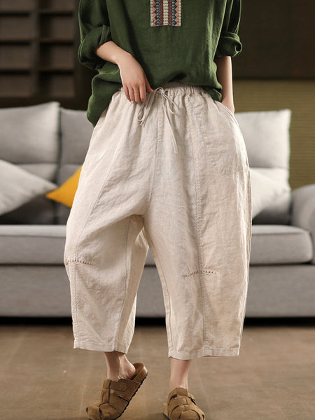 Harem Color 100%Linen Summer Pants Pure Casual Women FashionChic