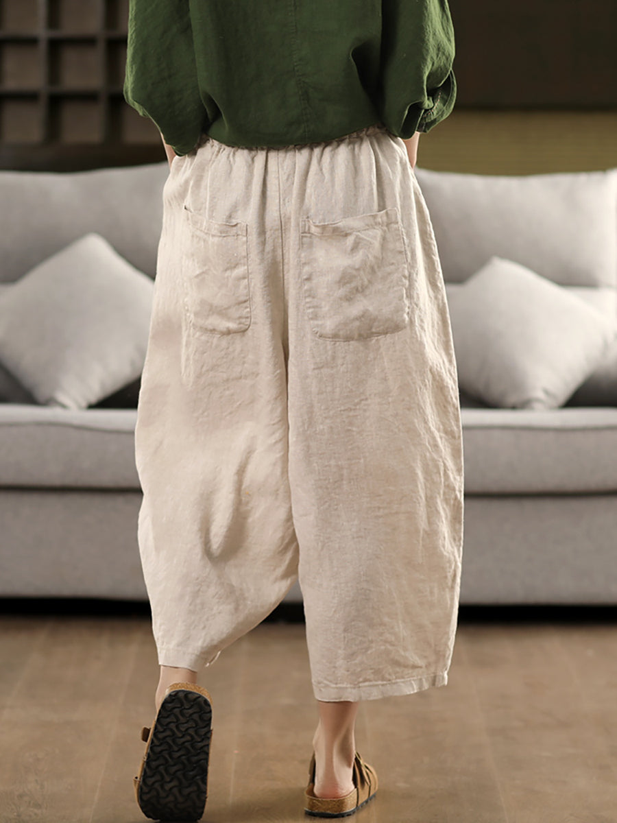 Harem Color 100%Linen Summer Pants Pure Casual Women FashionChic