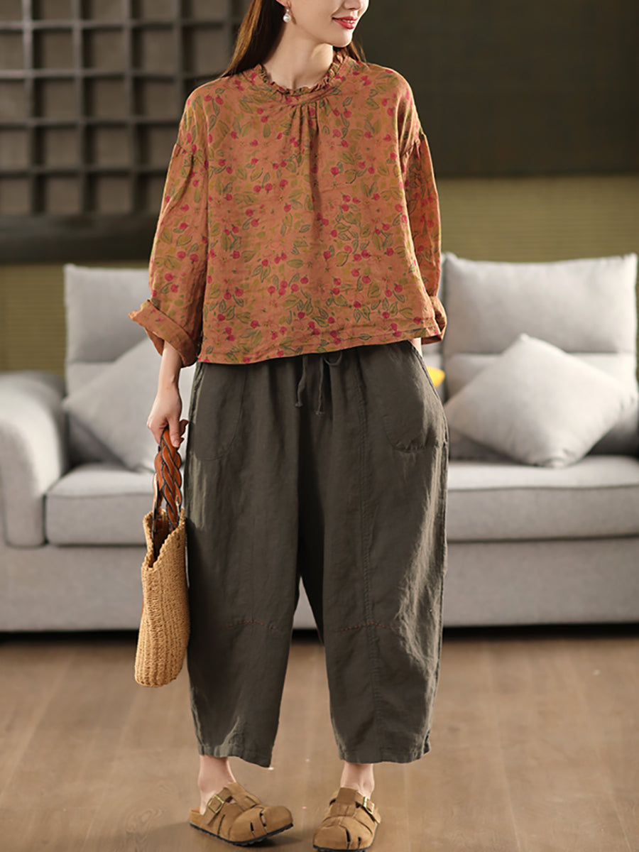 Harem Color 100%Linen Summer Pants Pure Casual Women FashionChic