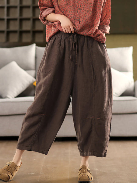 Harem Color 100%Linen Summer Pants Pure Casual Women FashionChic