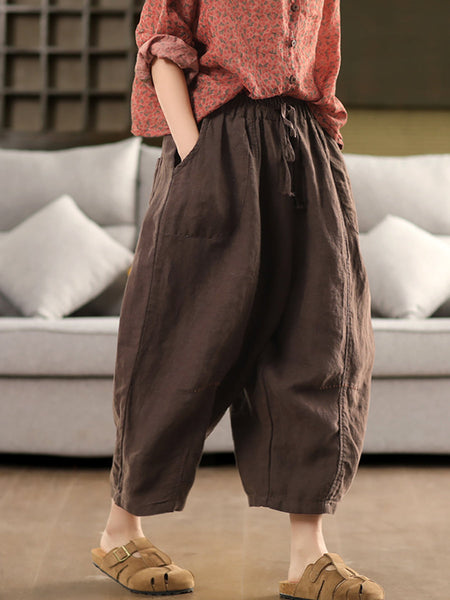Harem Color 100%Linen Summer Pants Pure Casual Women FashionChic