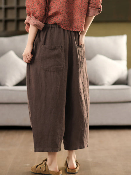 Harem Color 100%Linen Summer Pants Pure Casual Women FashionChic