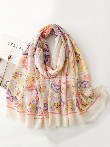 Colorful Scarf Artsy Plant Women Shawl FashionChic