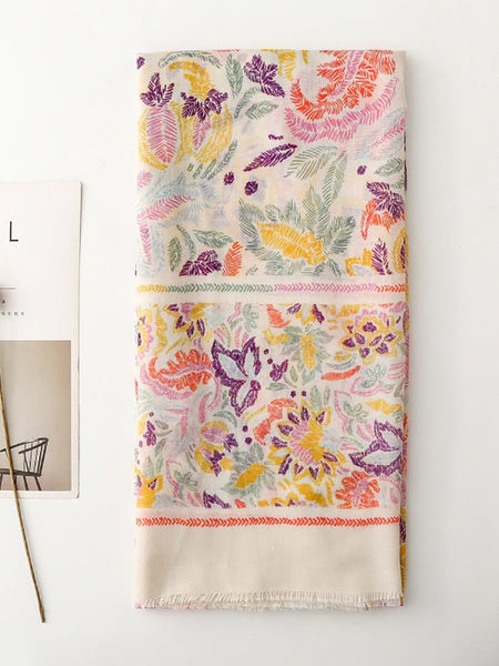 Colorful Scarf Artsy Plant Women Shawl FashionChic