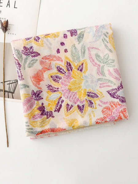 Colorful Scarf Artsy Plant Women Shawl FashionChic