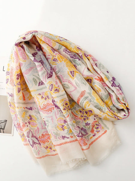 Colorful Scarf Artsy Plant Women Shawl FashionChic