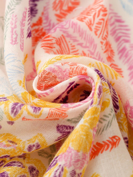 Colorful Scarf Artsy Plant Women Shawl FashionChic