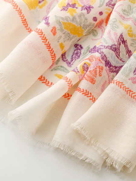 Colorful Scarf Artsy Plant Women Shawl FashionChic