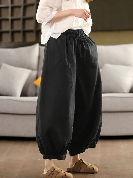 Summer Color 100%Linen Women Pure Harem Casual Pants FashionChic