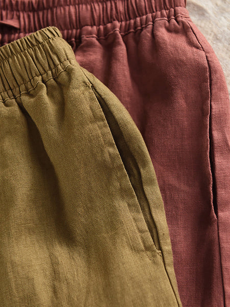 Summer Color 100%Linen Women Pure Harem Casual Pants FashionChic