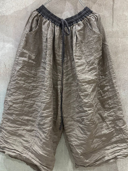 Summer Wide-leg Pants Colorblock Women Linen FashionChic