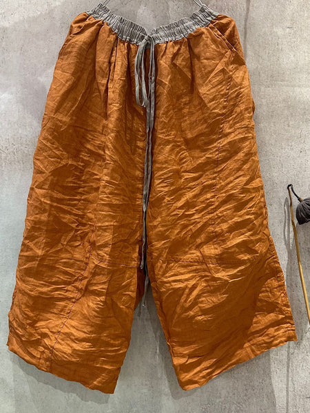 Summer Wide-leg Pants Colorblock Women Linen FashionChic