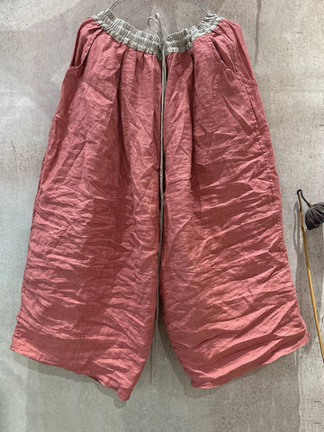 Summer Wide-leg Pants Colorblock Women Linen FashionChic