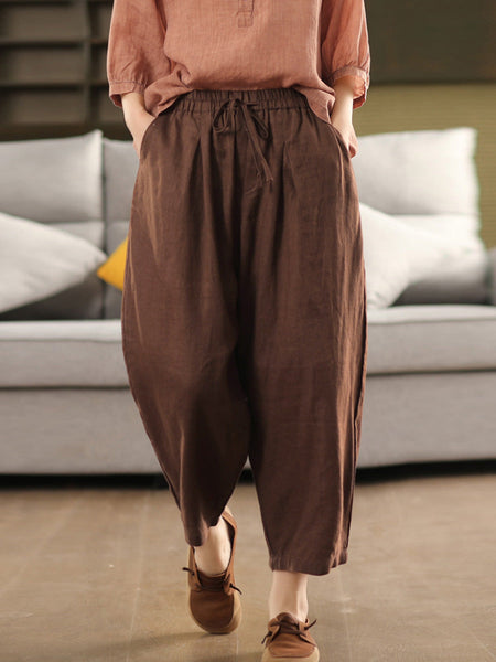 Harem Summer 100%Linen Color Pants Pure Women FashionChic