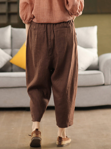 Harem Summer 100%Linen Color Pants Pure Women FashionChic