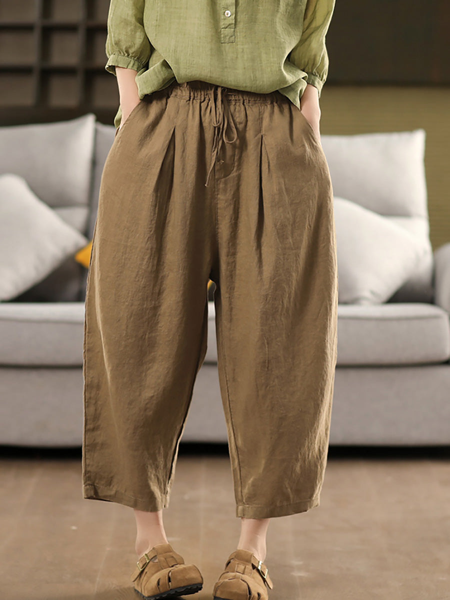 Harem Summer 100%Linen Color Pants Pure Women FashionChic