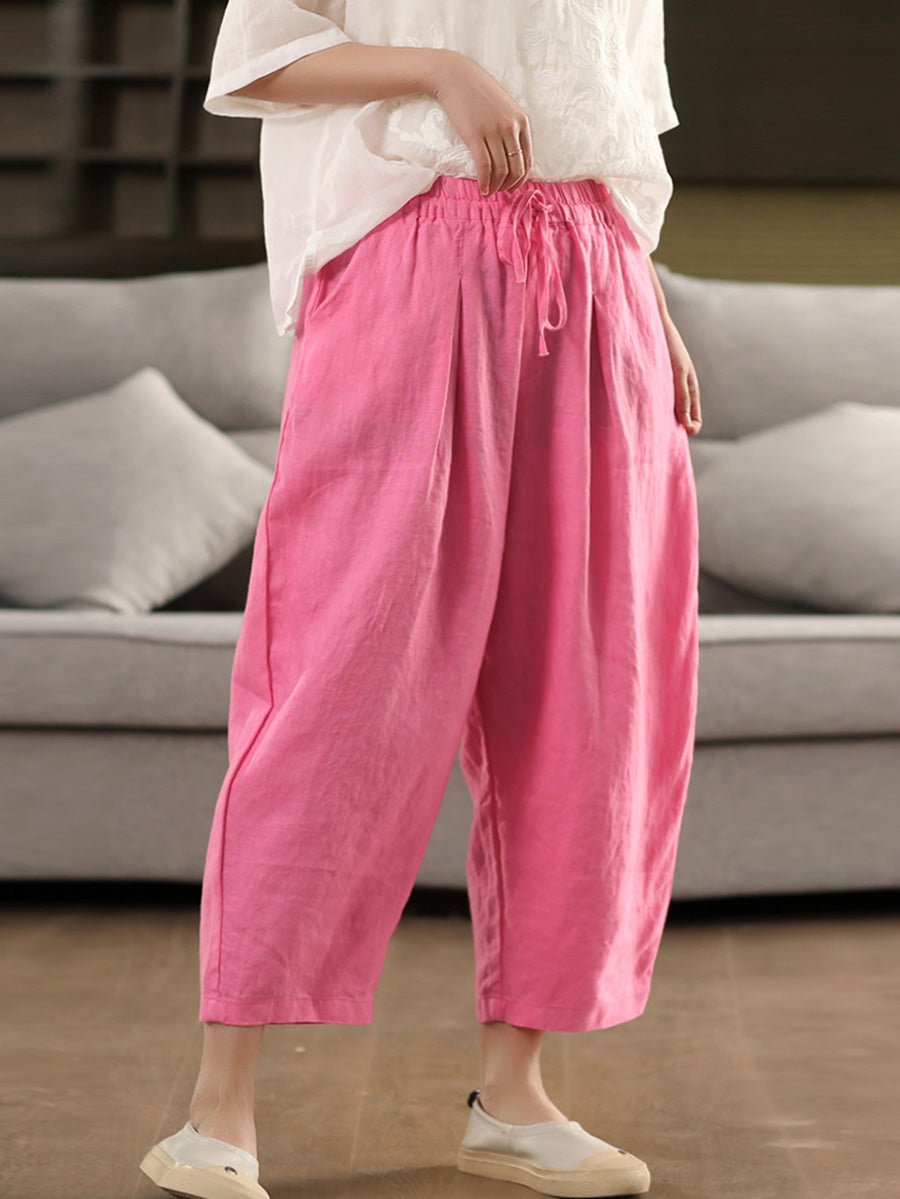 Harem Summer 100%Linen Color Pants Pure Women FashionChic