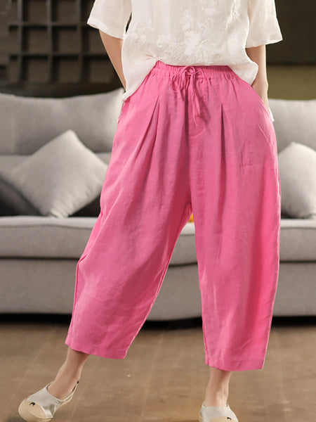 Harem Summer 100%Linen Color Pants Pure Women FashionChic